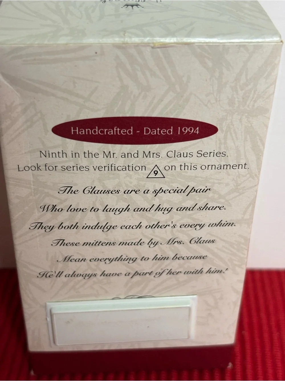 Hallmark Mr. and Mrs. Claus Ornament - Red & White 1994